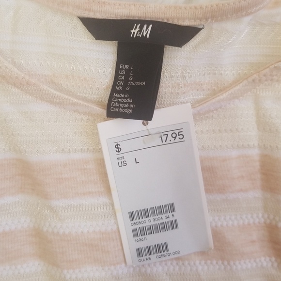 H & M striped long sleeves tee. Size L. NWT - Picture 6 of 8